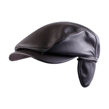 Load image into Gallery viewer, WIGENS MOOSE LEATHER IVY CAP WITH TUCKAWAY EARFLAPS 100% ELK LEATHER
